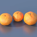 Three Fresh Glossy Oranges Arranged Neatly on Gray Background Surface