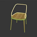 Leisure Chair With Wooden Seat Metal Frame Curved Backrest And Minimalist Design