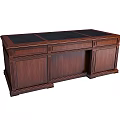 Classic Wooden Desk With Leather Top And Multiple Drawers Traditional Design