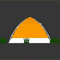 Orange Outdoor Furniture Tent Design With Green Grass And White Supports