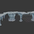 Stunning Frozen Ice Bridge Structure With Hanging Icicles And Snowy Surfaces