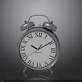 Silver Dual Bell Alarm Clock Featuring White Dial Roman Numerals SHANZ On Dark Background