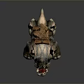 3D Fantasy Rhino Model With Chains Saddle Packs And Ornate Decorative Elements