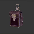 Purple Leather Mini Pouch With Golden Decorative Lock And Carabiner