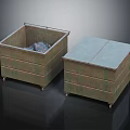 Layered Green Storage Boxes With Open Closed Lids And Rolling Wheels 3d model