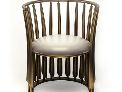 Elegant Vintage Leisure Chair With Metal Frame Leather Seat And Vertical Slat Design 3d model