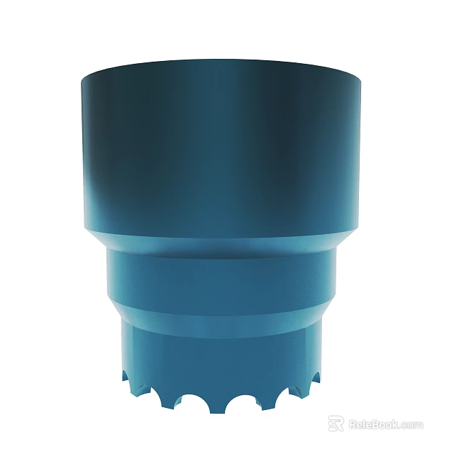 Blue Cylindrical Industrial Tool Component With Ring Structure And Sawtooth Edge 3d model 