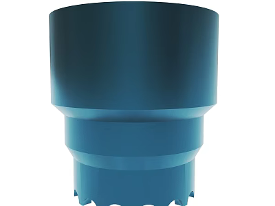 Blue Cylindrical Industrial Tool Component With Ring Structure And Sawtooth Edge 3d model