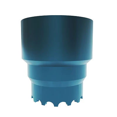 Blue Cylindrical Industrial Tool Component With Ring Structure And Sawtooth Edge 3d model