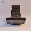 Modern Black Leisure Chair With Blue Zigzag Stitching And Curved Upholstered Design
