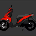 Red and Black Modern Scooter with Sleek Body Lines and Reflection on Surface
