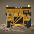 Heavy Duty Caterpillar 793D Yellow Mining Dump Truck On Cracked Ground