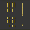 Red And White Striped Traffic Barriers With Yellow Bases Arranged In Different Shapes