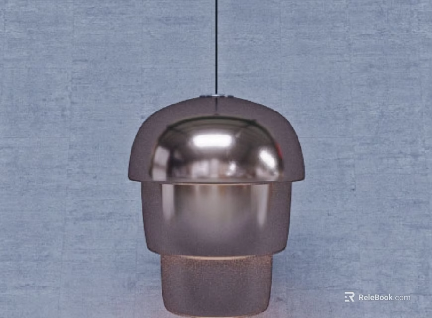 Modern Metallic Pendant Light With Dome Shaped Reflective Surface For Home Interior Decor 3d model 
