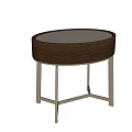 Modern Round Side Tables With White Top And Walnut Wood Frame Metal Legs