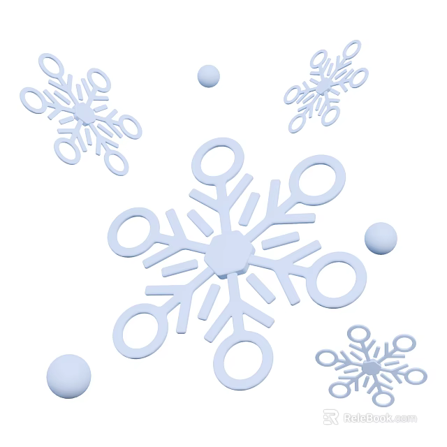 Decorative Snowflake Ornament Set with Light Blue Small Balls and Various Sizes for Home Decoration 3d model 