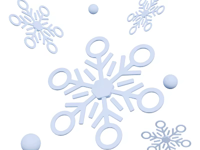 Decorative Snowflake Ornament Set with Light Blue Small Balls and Various Sizes for Home Decoration 3d model