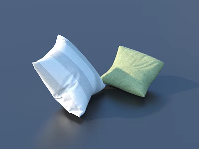 Soft Striped White and Light Green Decorative Throw Pillows for Living Room 3d model