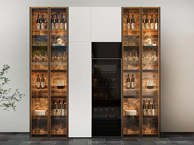 Elegant Modern Wine Cabinet With Glass Doors And Wine Bottle Storage 3d model