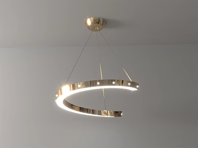 Modern Circular Ring Chandelier With Illuminated Band And Metallic Gold Base For Home Interior 3d model