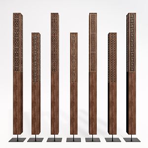 New Chinese Style Pillar Art Sculpture Carved Pillar 3d model