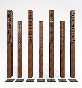New Chinese Style Pillar Art Sculpture Carved Pillar 3d model
