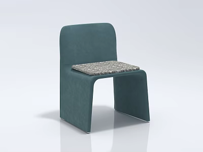 Teal Modern Dining Chair With Textured Seat Cushion And Curved Backrest Design 3d model