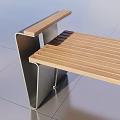 Modern Landscape Bench With Wooden Slat Seat And Metal Support Frame