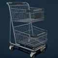 Commercial Retail Shopping Cart With Metal Frame Two Tier Design And Easy Mobility Wheels