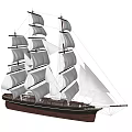 Tall Sailing Ship With Multiple Masts White Sails Dark Hull And Rigging