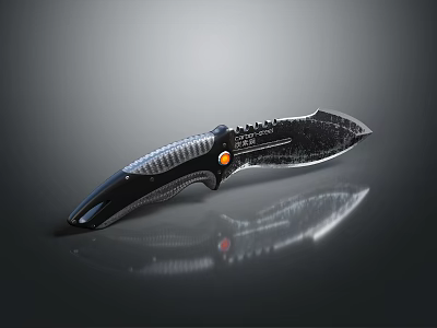 Tactical Folding Knife Featuring Serrated Blade Black Ergonomic Handle And Modern Design 3d model