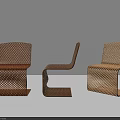 Three Modern Brown Woven Leisure Chairs With Unique Design And Texture