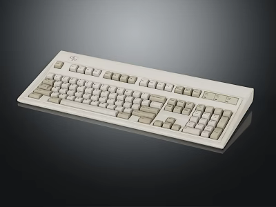 Classic White Computer Keyboard With Standard Layout And Numeric Keypad 3d model