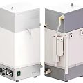 Industrial Equipment With Vertical Design Control Panel Pipes And White Gray Exterior