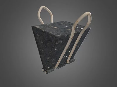 Black Folding Stool With White Metal Handles And Sturdy Design 3d model