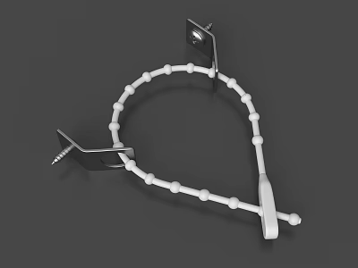 White Beaded Chain With Black Metal Brackets For Hanging And Securing Items 3d model