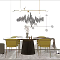 Light Luxury Dining Table and Chair Combination Home 3d model