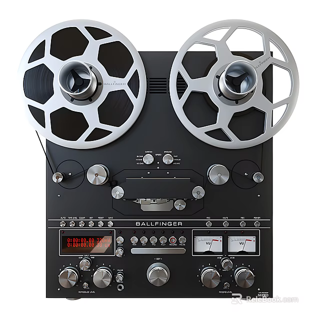 Vintage Reel to Reel Tape Recorder With Large Reels Control Knobs Meters And BALLINGER Brand 3d model 