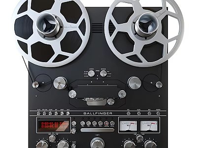Vintage Reel to Reel Tape Recorder With Large Reels Control Knobs Meters And BALLINGER Brand 3d model
