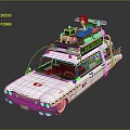 Vintage Ghostbusters Car With White Body Roof Equipment And Colorful Lights