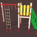 Outdoor Playground Equipment With Green Slide Climbing Frame Ladder And Rings