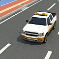 Essential Road Facilities With Warning Light Vehicle White Lane Markings And Colored Sidewalk