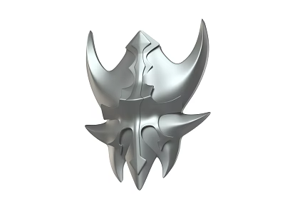Silver Metal Shield Weapon With Intricate Spikes And Decorative Patterns 3d model