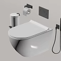 Modern Toilet Design With Toilet Paper Holder Flush Plate And Bidet Spray