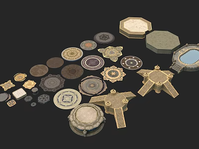Decorative Textured Platforms With Various Shapes And Diverse Intricate Designs 3d model