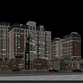 Modern High Rise Residential Complex With Glass Curtain Walls And Street View