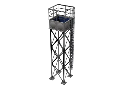 Industrial Elevated Metal Frame Tank Equipment With Ladder And Support Structure 3d model