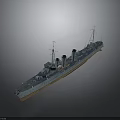 Historical Military Warship Model With Detailed Naval Water Vessel Design And Structure
