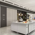 School Learning Space With Bookshelves Books Sculptures Plants And White Counter