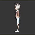 3D Boy Character Model Wearing Pink Polo Shirt Blue Shorts And White Sneakers